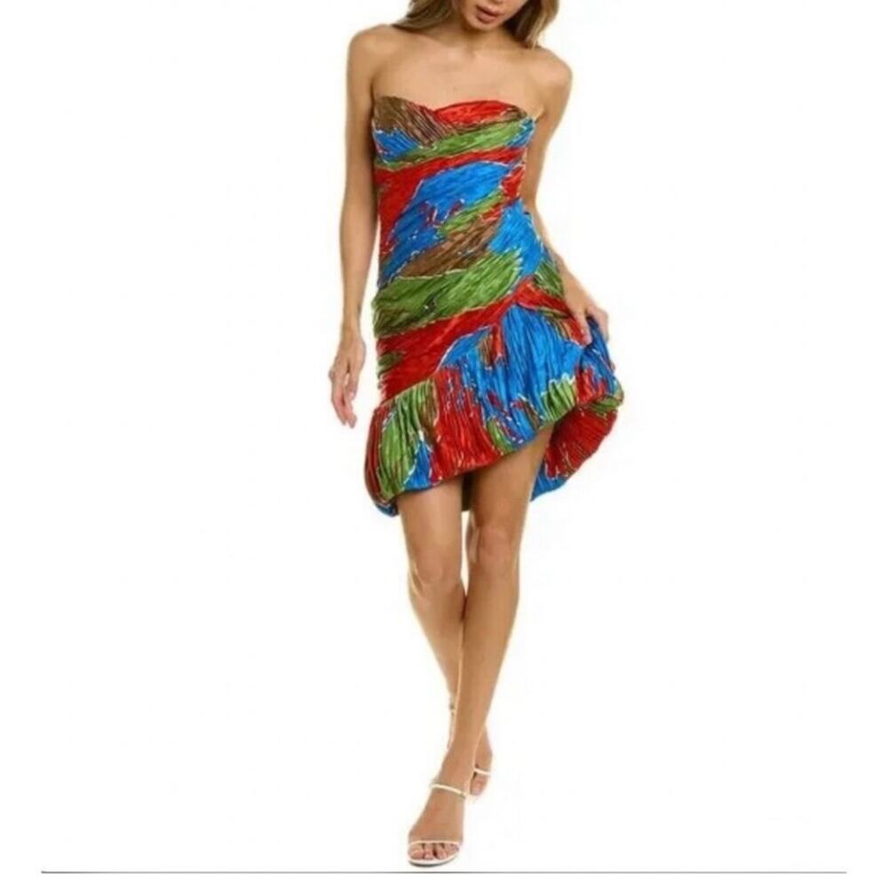 NWT Tory Burch Silk Strapless Ruched Mini Dress - Size 6 - Vibrant Multicolor